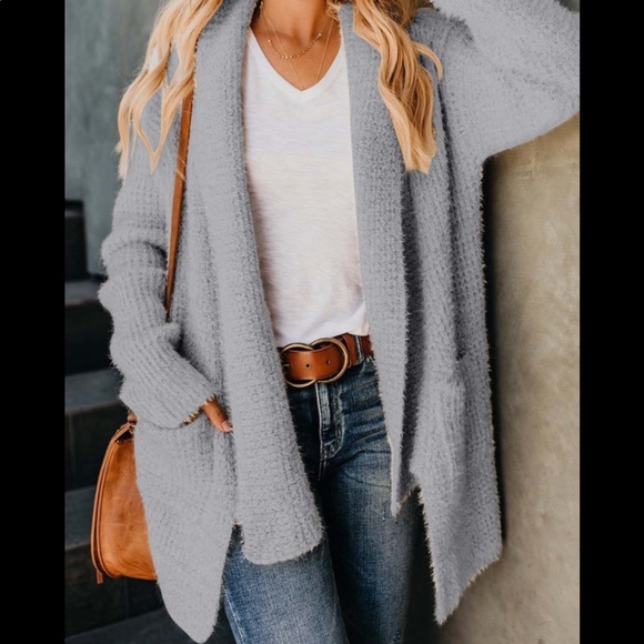 Sweaters - 🔥SALE🔥SOFT and WARM Chenille Gray Open Cardigan